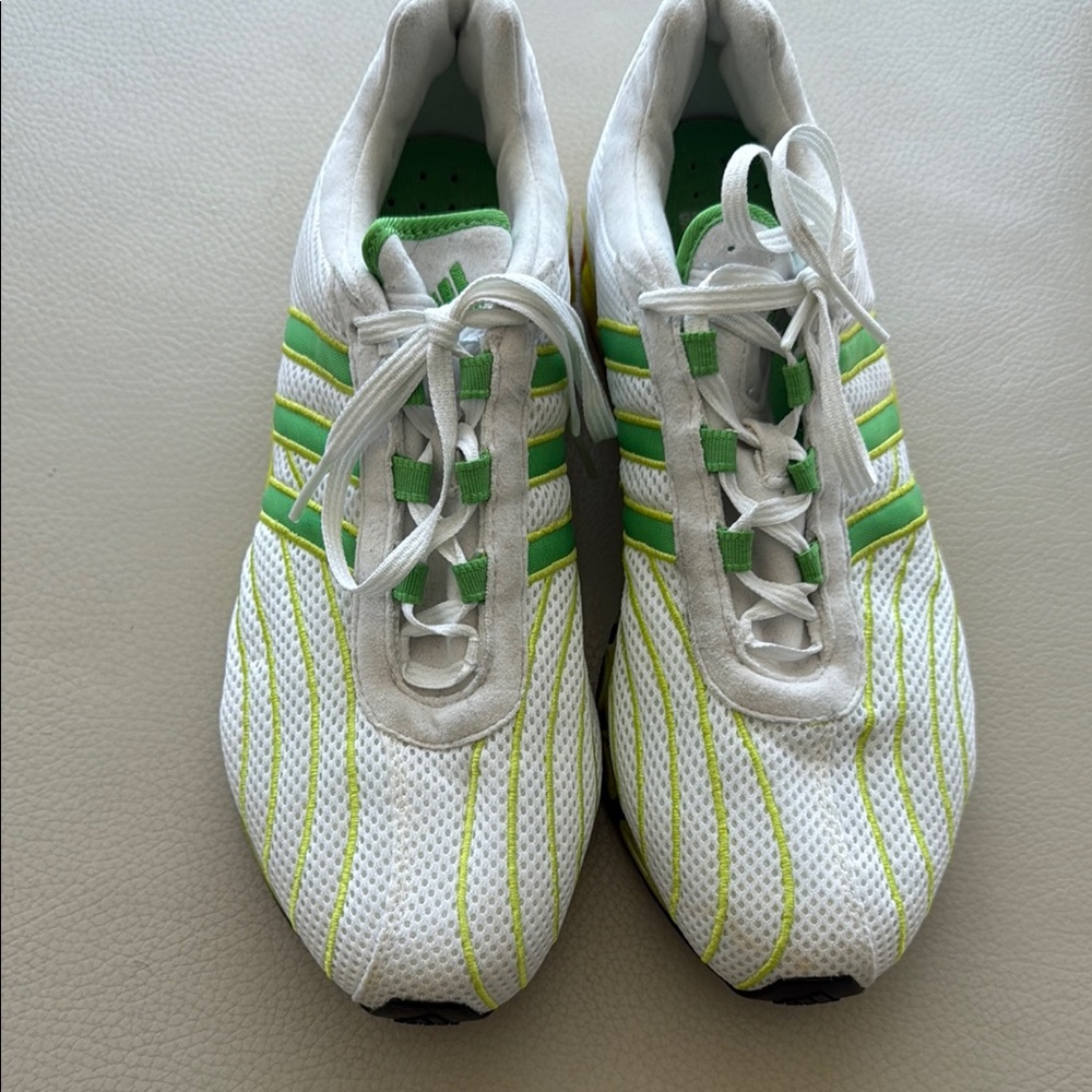 White and Green Athletic Sneakers